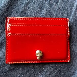 Alexander McQueen card wallet red patent